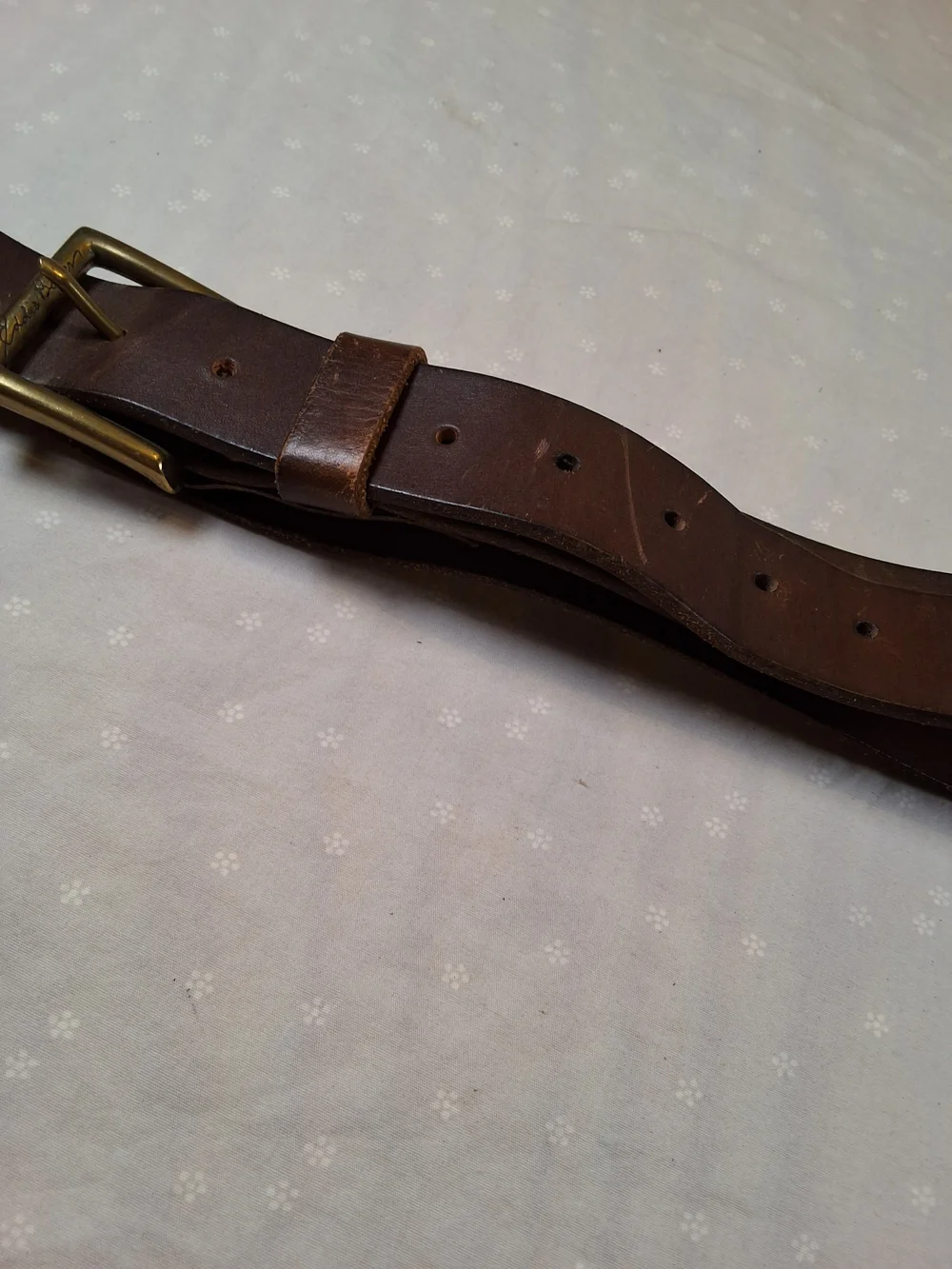 Eddie Bauer Dark Brown Leather Belt with Brass Buckle